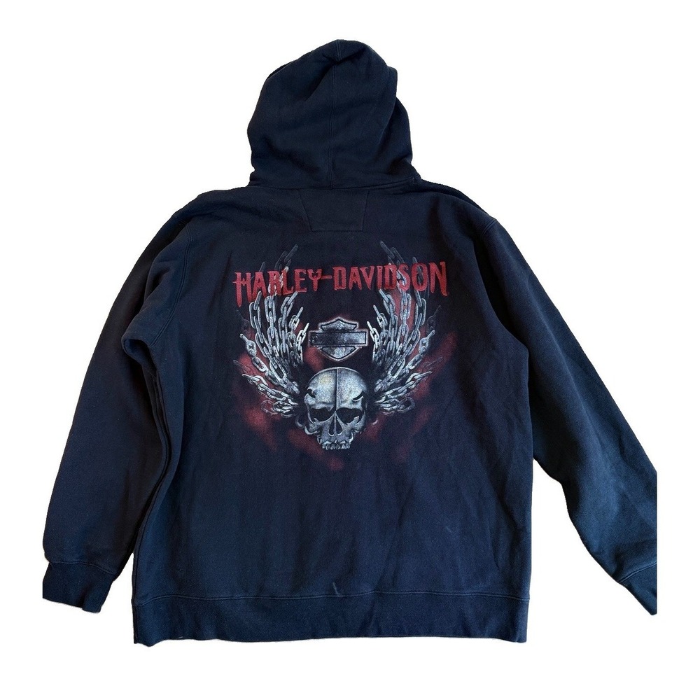 Harley Davidson Motorcycles Biker Mens XL Long Sleeve Black Pullover Hoodie